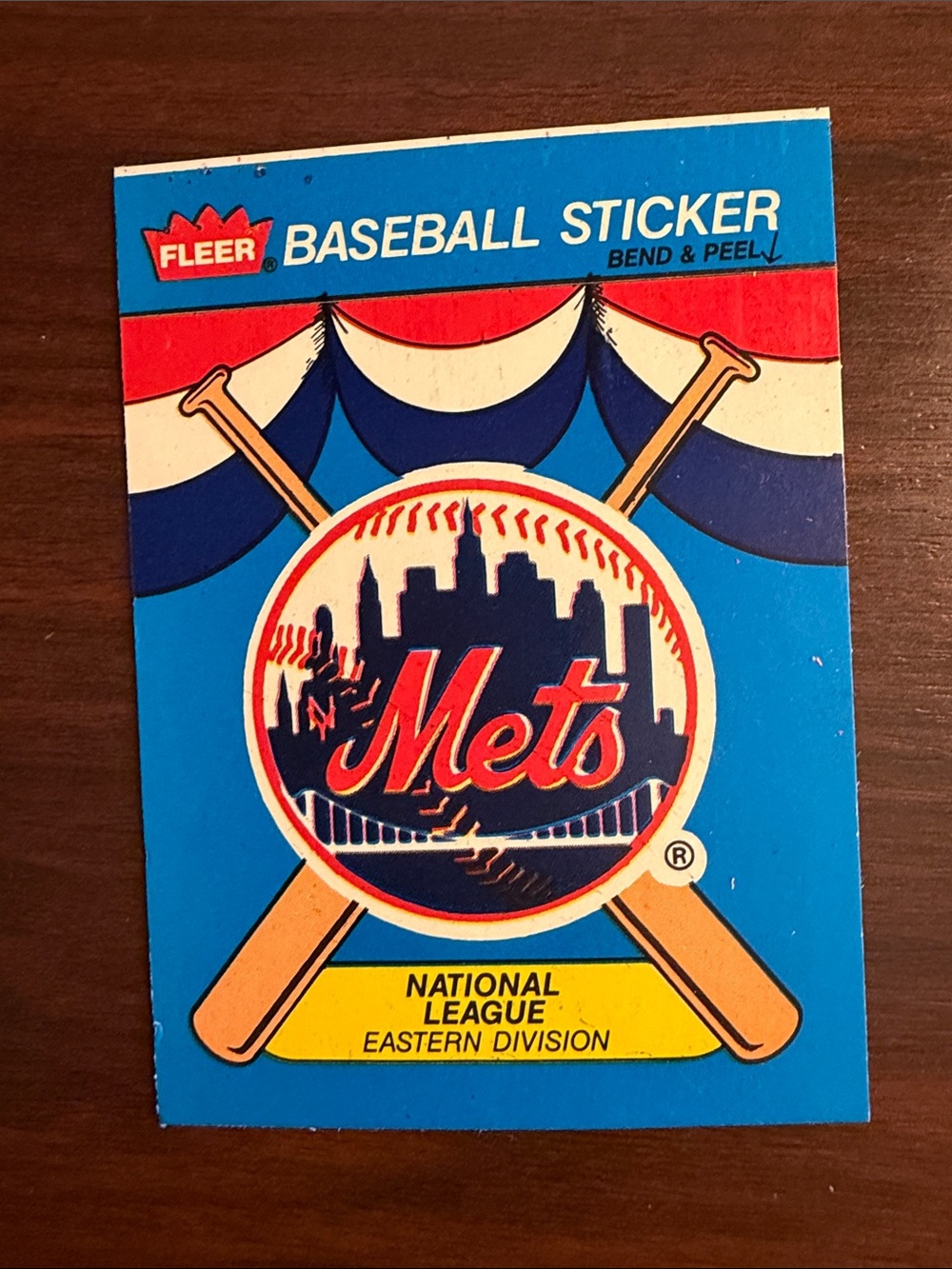 NEW -Peel off Sticker Card of the 1989 NY Mets Baseball Team -Vintage